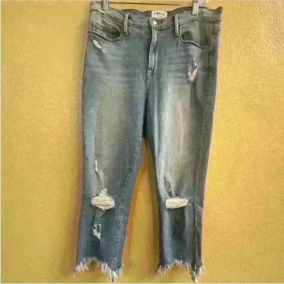 FRAME-" Le Nouveau Straight" Stiletto Hem Cropped Jeans In Belding Size 31 EUC! - Picture 3 of 7